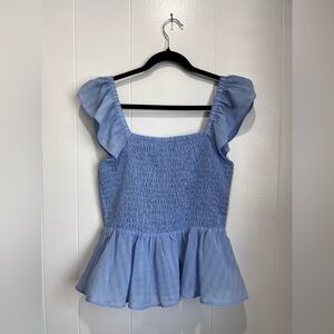 Gilli Sky Blue Smocked Top Blouse Size Medium Brand New
